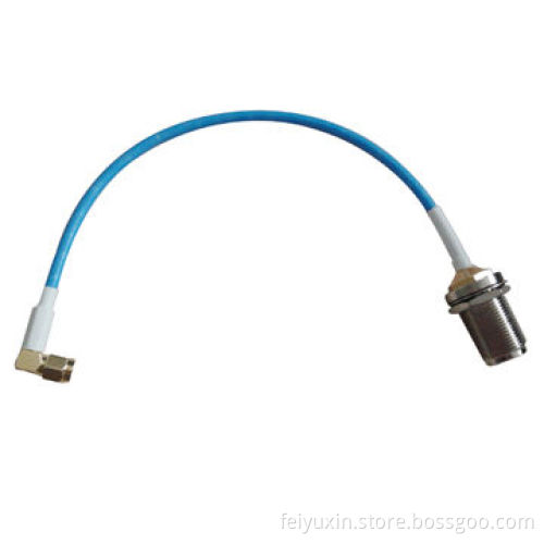 N Bulkhead Female to R/A SMA Male, RG402 semi-flexible RF cable assembly